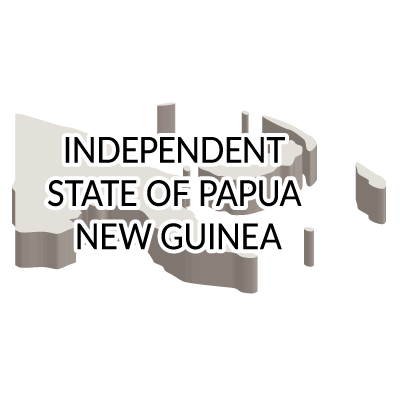 パプアニューギニア独立国無料フリーイラスト｜英語・立体(白)